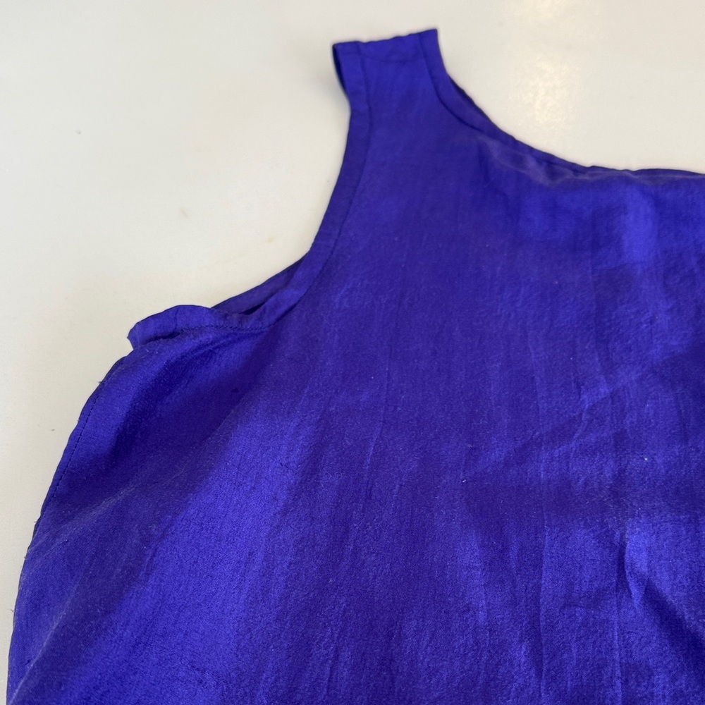 Karen Kane 100% Silk Royal Blue Tank Top Sleeveless Scoop Neck Size 4 27145 - Picture 9 of 10